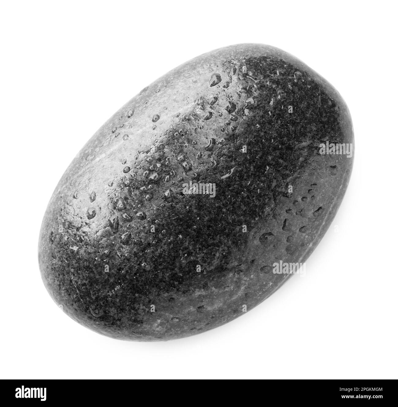 Wet stone with water drops isolated on white, top view Stock Photo Alamy