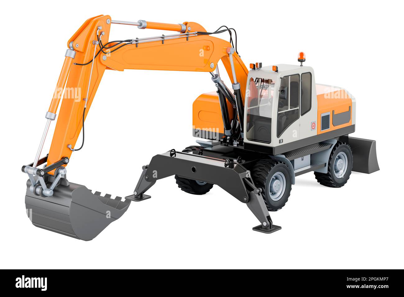 Excavator, 3D rendering isolated on white background Stock Photo