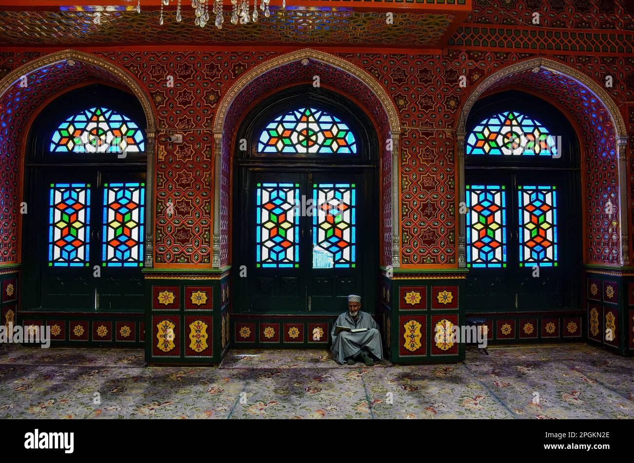 Srinagar, India. 23rd Mar, 2023. A Kashmiri Muslim devotee prays inside ...