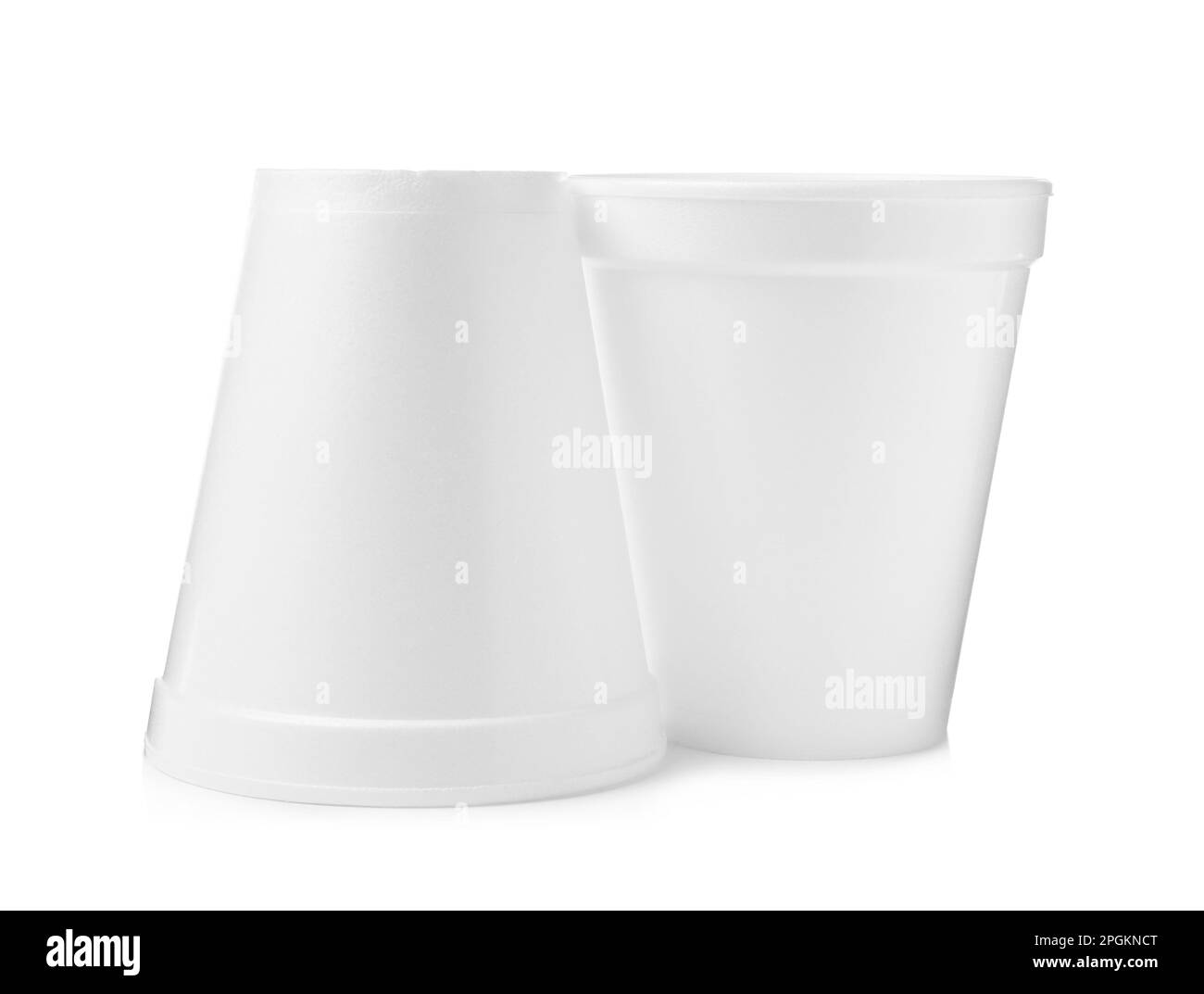 Two clean styrofoam cups on white background Stock Photo Alamy