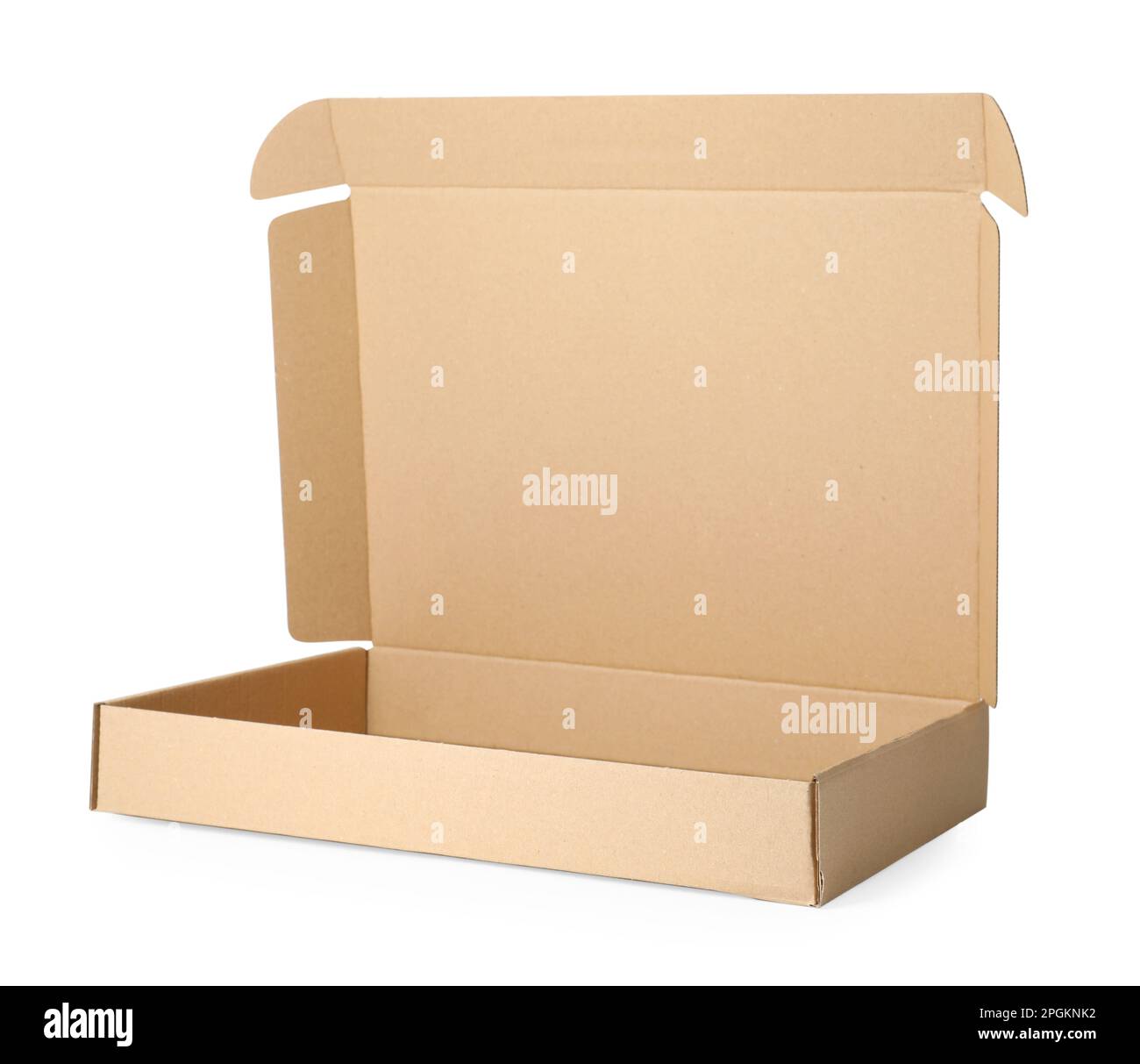 Empty open cardboard box isolated on white Stock Photo - Alamy