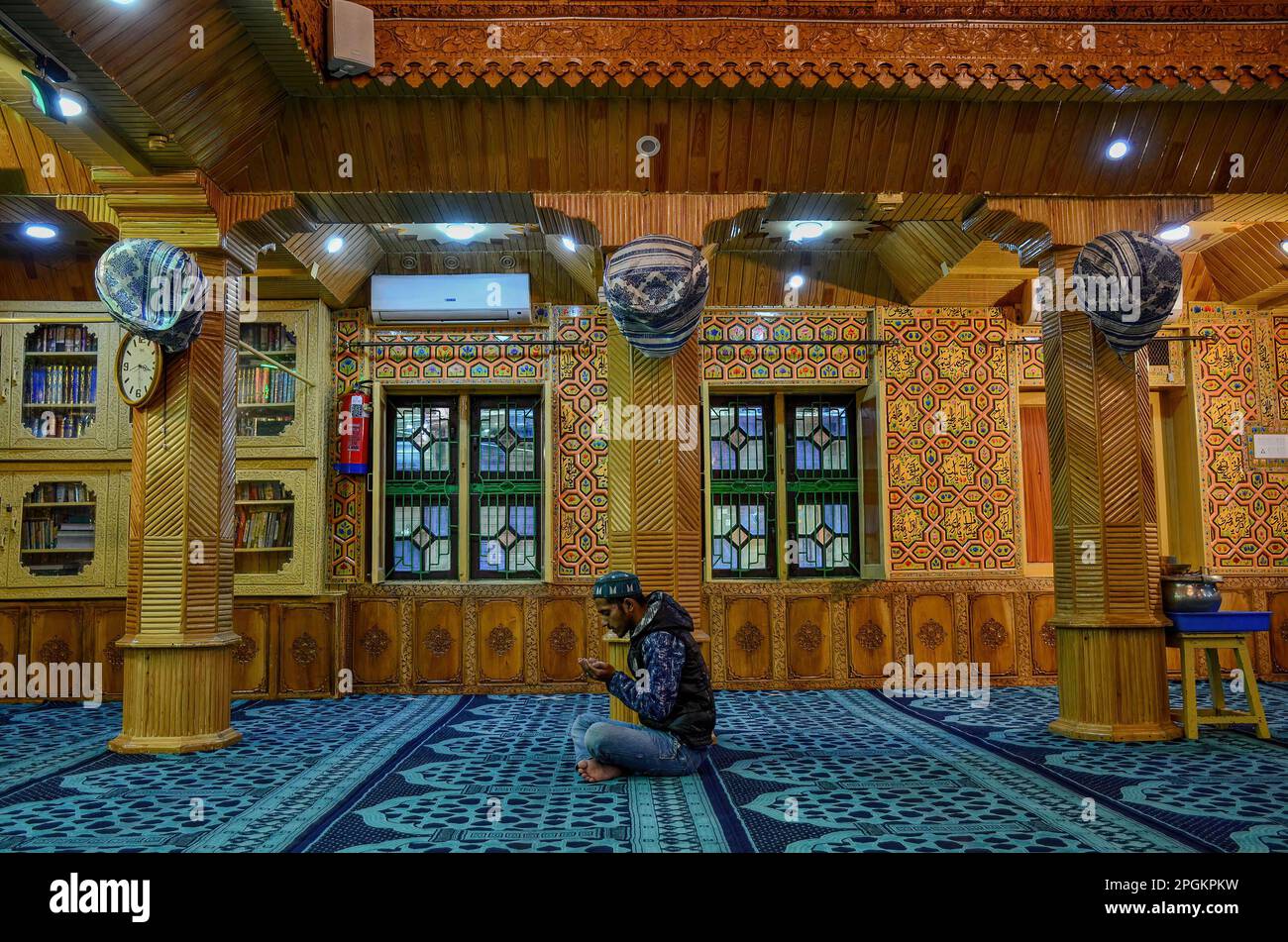 Srinagar, India. 23rd Mar, 2023. A Kashmiri Muslim prays inside the ...