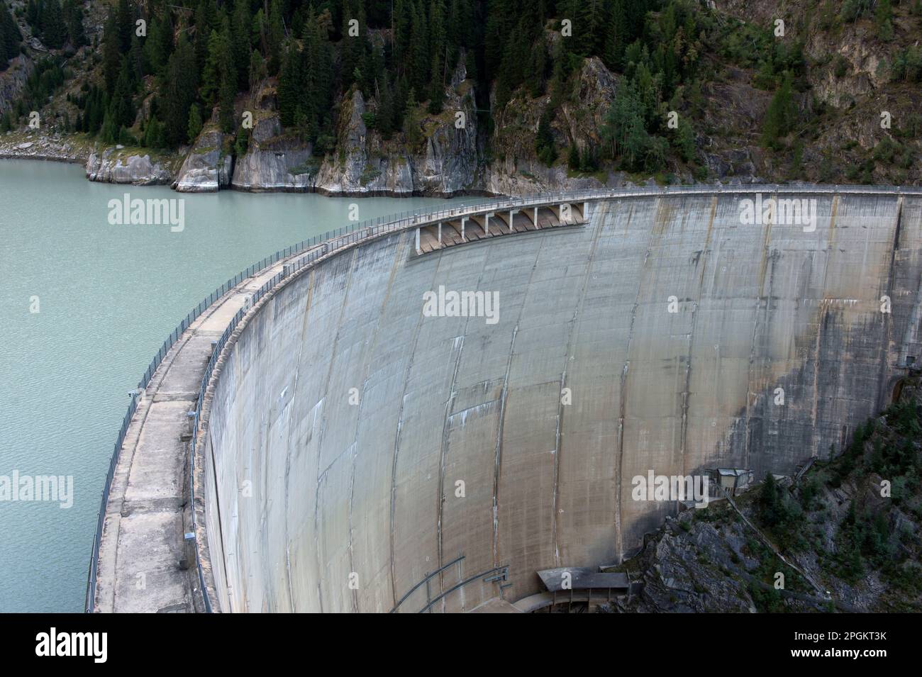 Arch dam of the Gibidum dam, Blatten near Naters, Valais, Switzerland Stock Photo