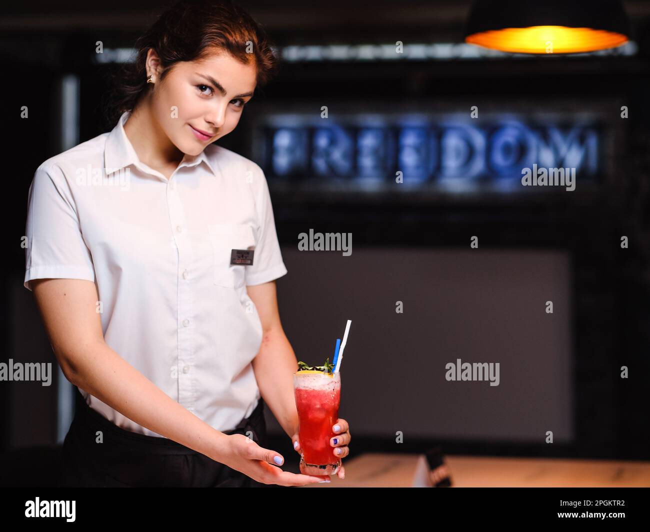 student work girl waitress occupation drink bar Stock Photo Alamy
