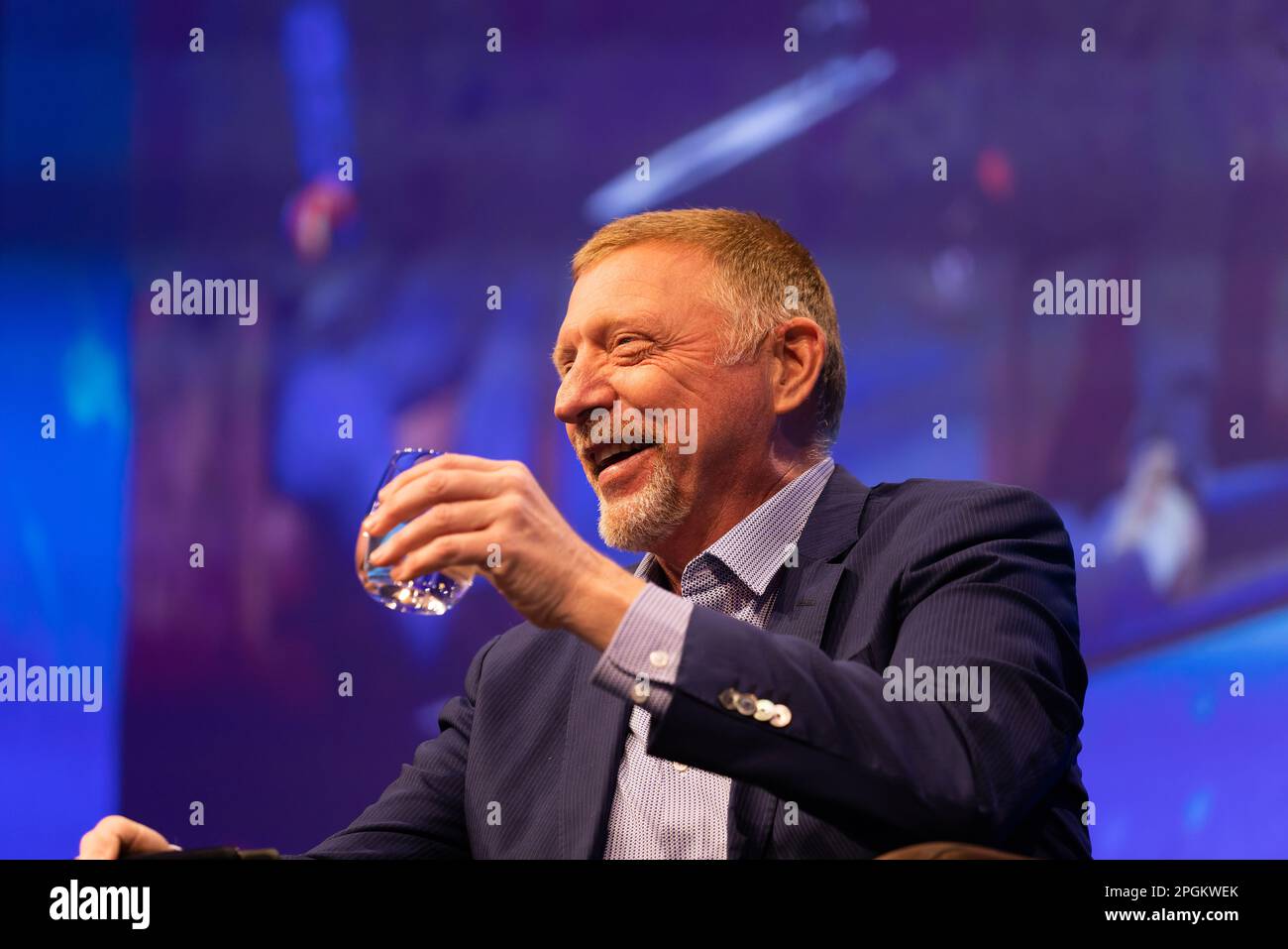 Rust, Germany. 23rd Mar, 2023. Boris Becker talks with sports