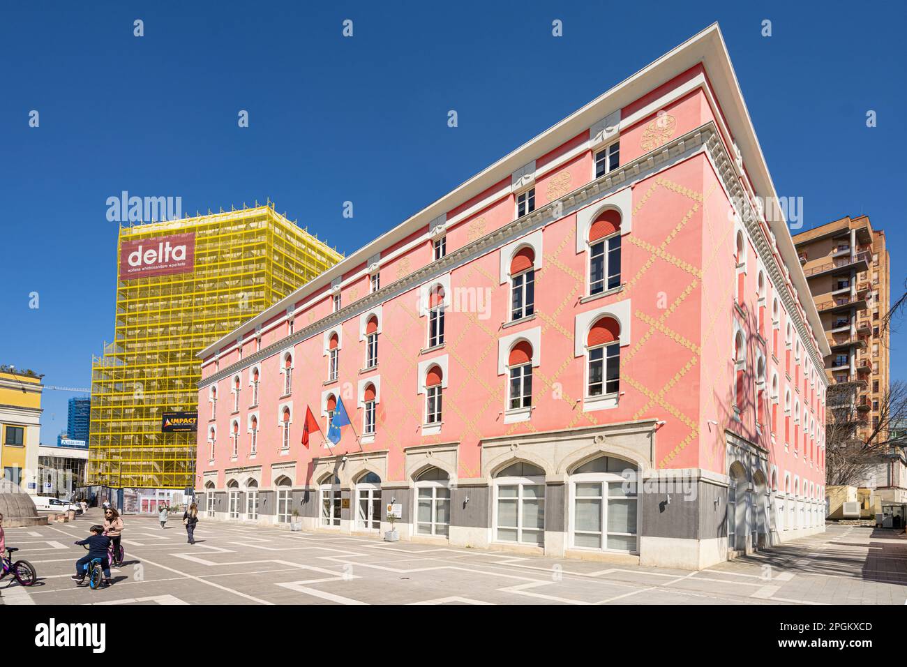 Tirana, Albania. March 2023.  exterior view of the Ministry of Infrastructure and Energy in the city centre Stock Photo