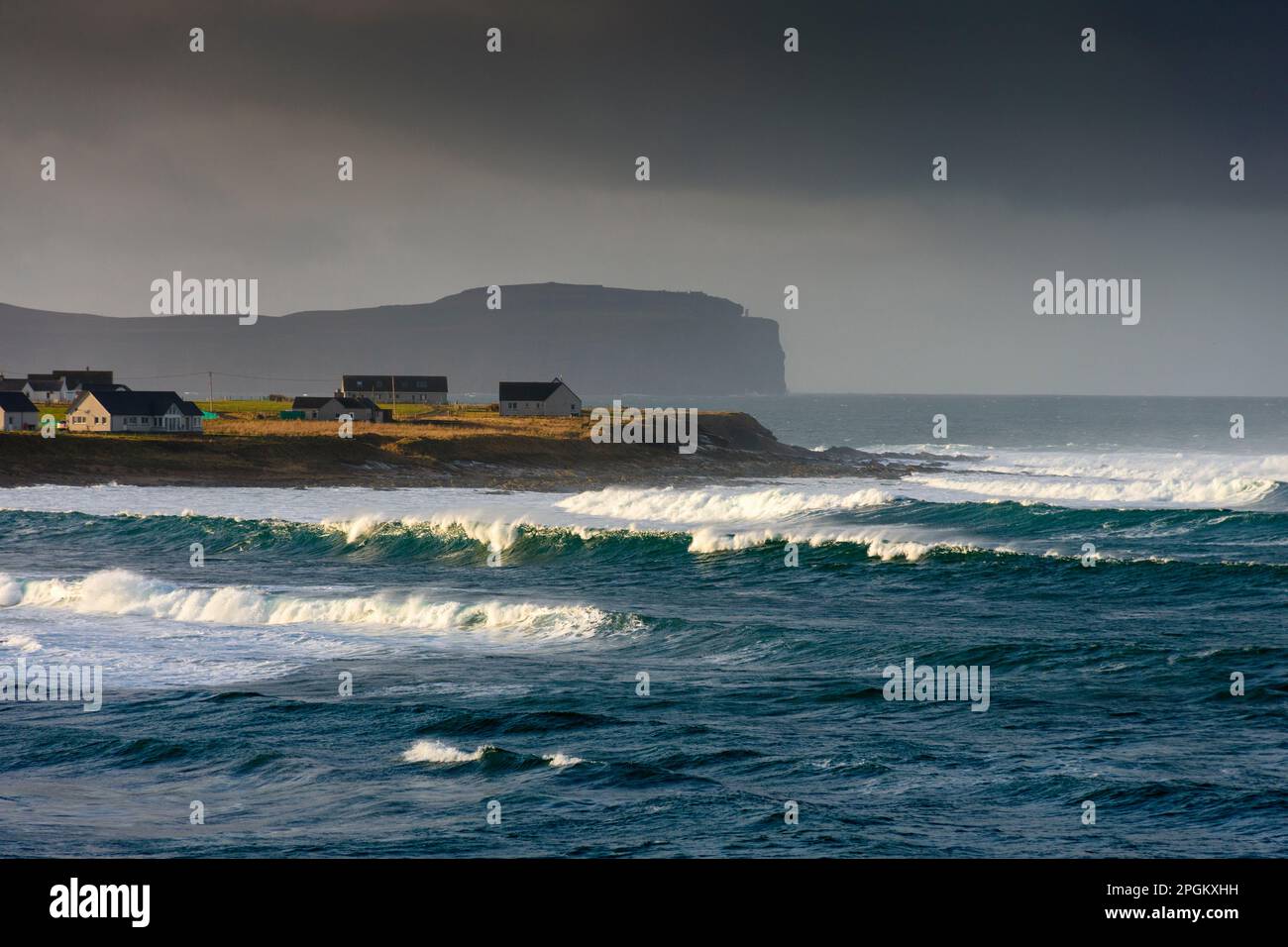 Head over houses in the village of Skarfskerry, from near the