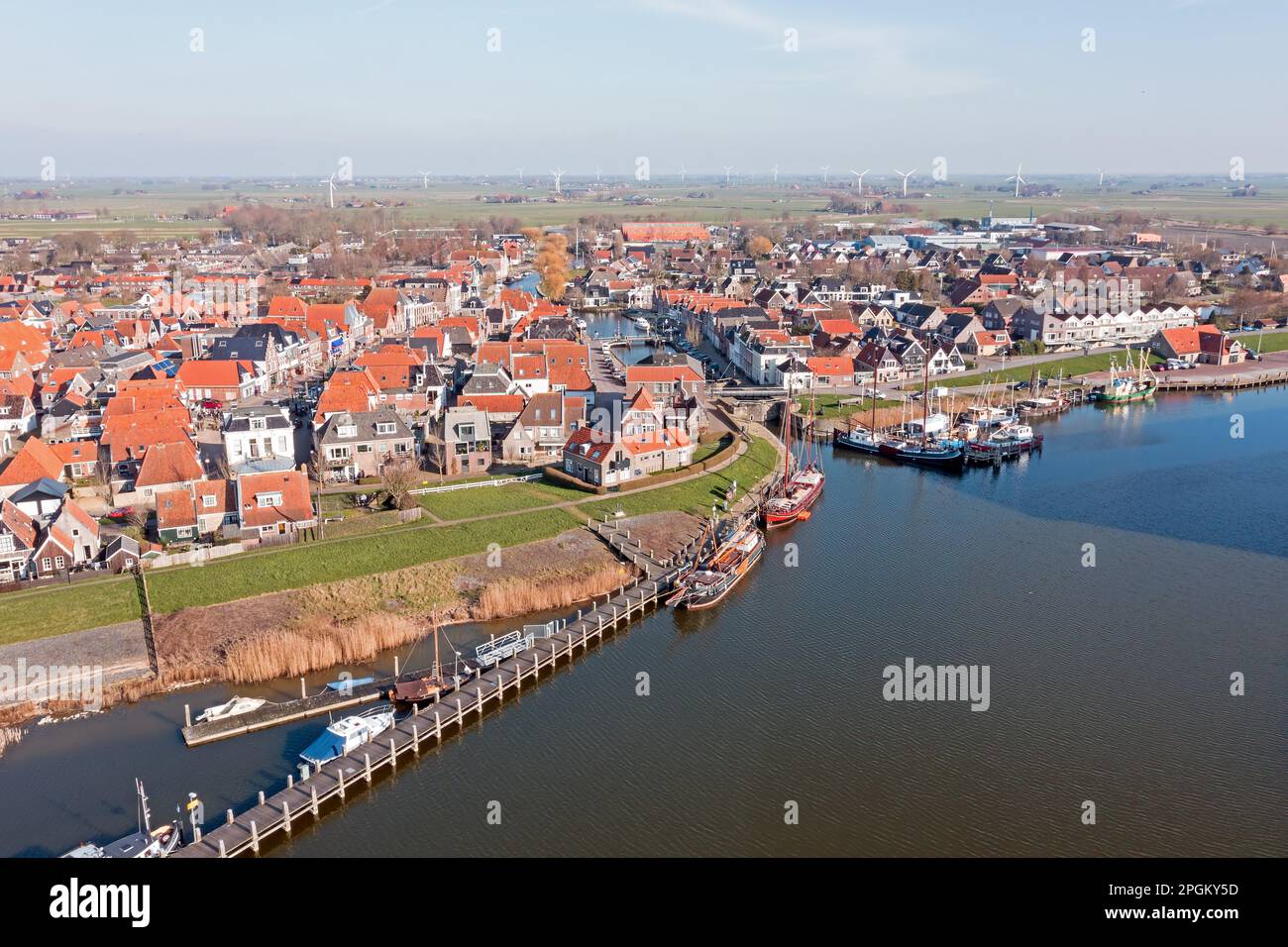 Aerial From The Historical Town Makkum In Friesland The Netherlands ...