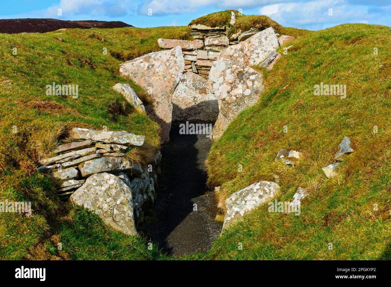 The Cairn o'Get chambered cairn, Caithness, Scotland, UK Stock Photo