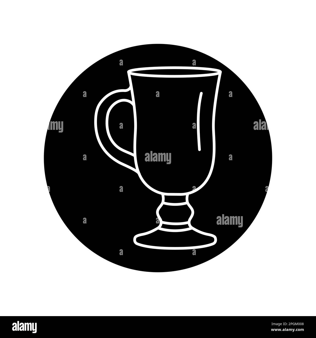 Glass for irish coffee black line icon. Dishware. Pictogram for web