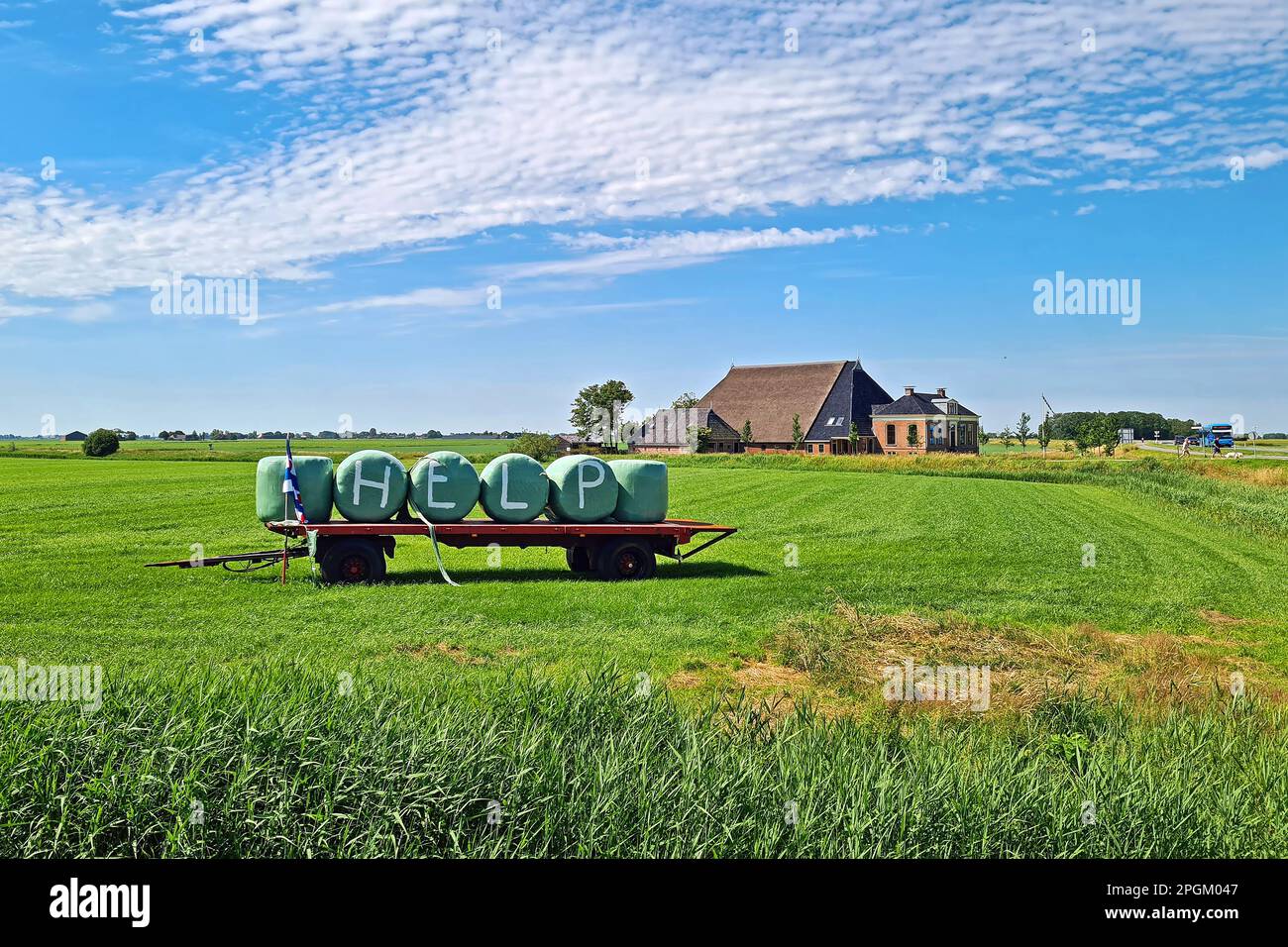 Farmers protesting against government decisions concerning nitrogen policy in Friesland the Netherlands Stock Photo