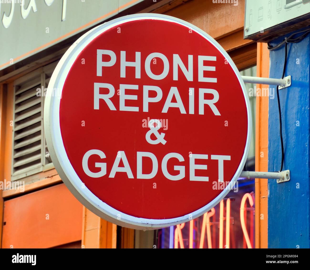 phone repair and gadget sign Stock Photo