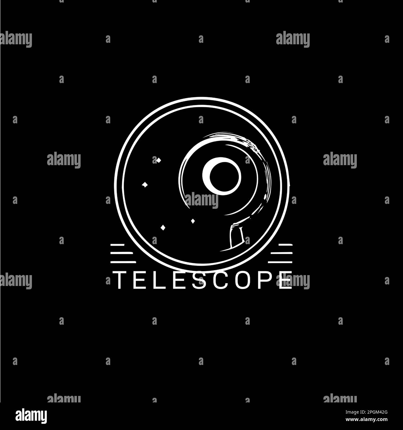 Telescope icon, spyglass logo template. Vector illustration. Stock Vector