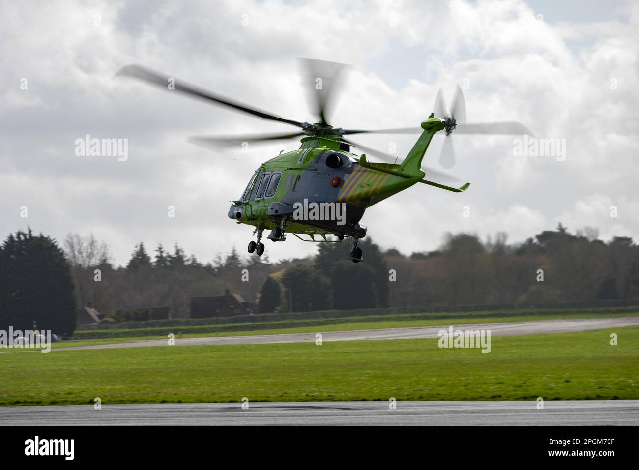 North Weald general aviation aerodrome Essex, Essex and Herts Air ambulance, G-picu, 2017 Leonardo AW169 C/N 69055 helicopter, Stock Photo