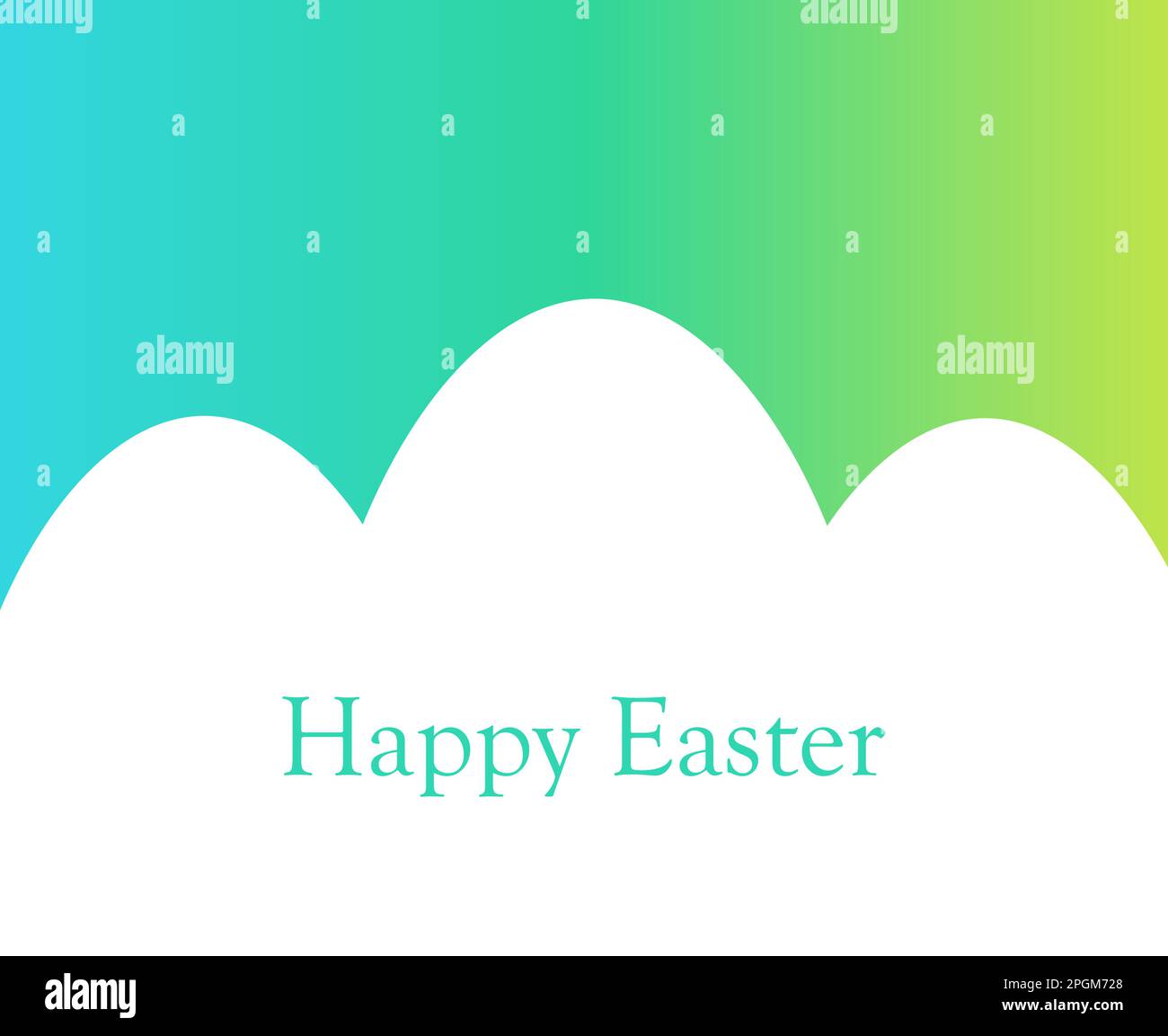 Easter eggs on spring blue and green gradient background. Happy Easter ...