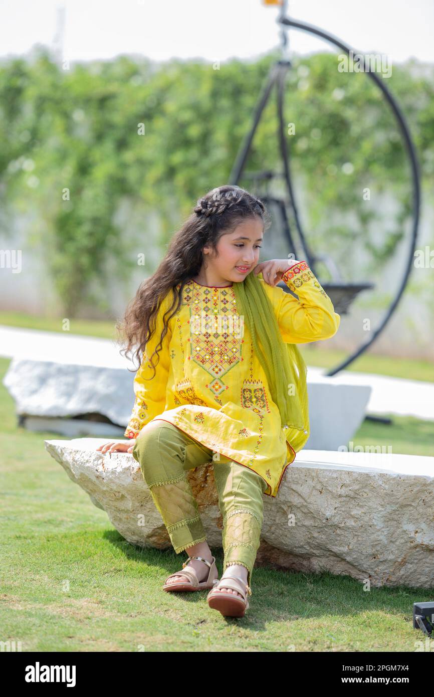 Islamabad, Pakistan, 15th March, 2023. Baby girl full Shot of Young