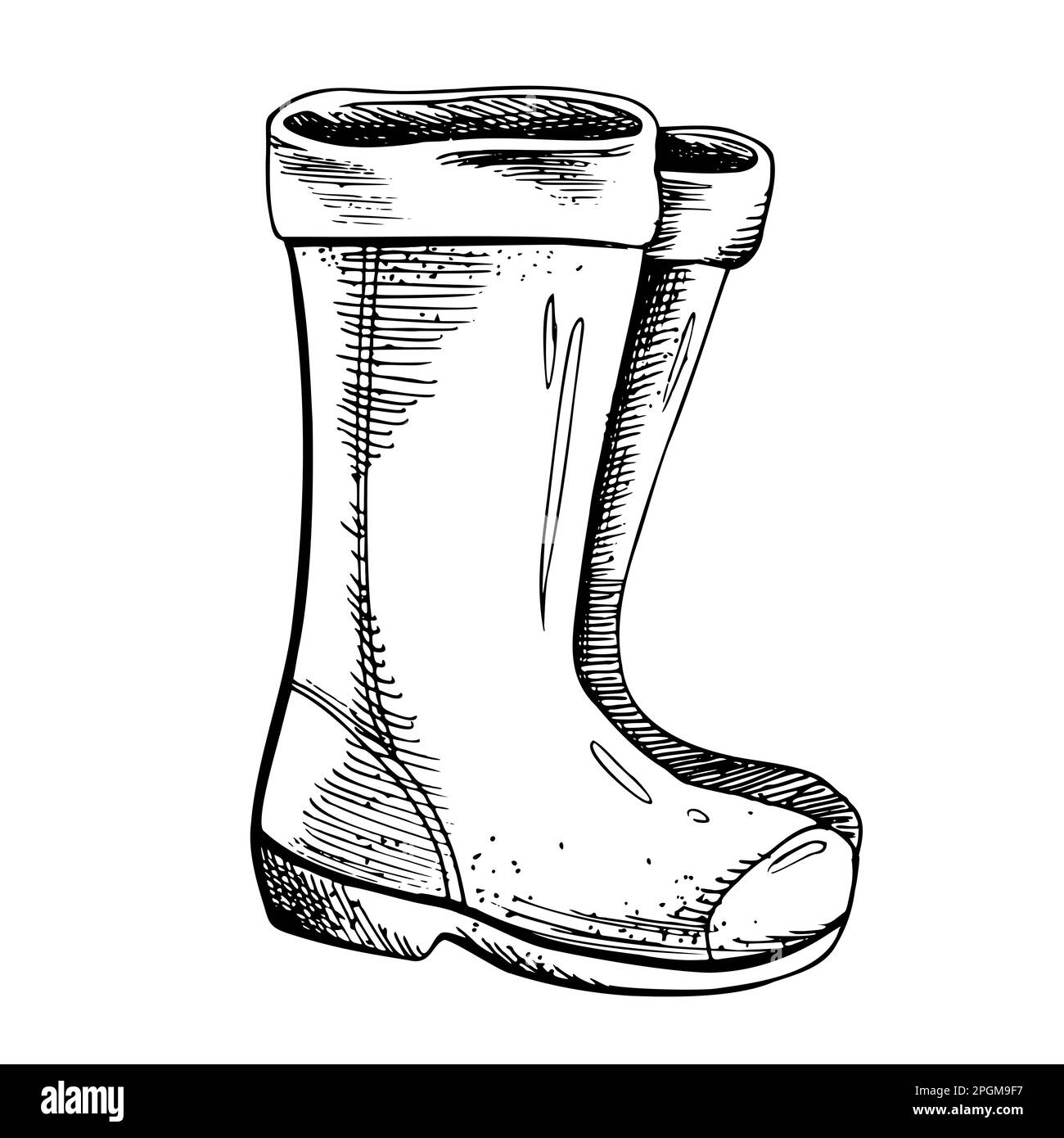 rubber-boots-black-and-white-hand-drawn-illustration-in-graphic