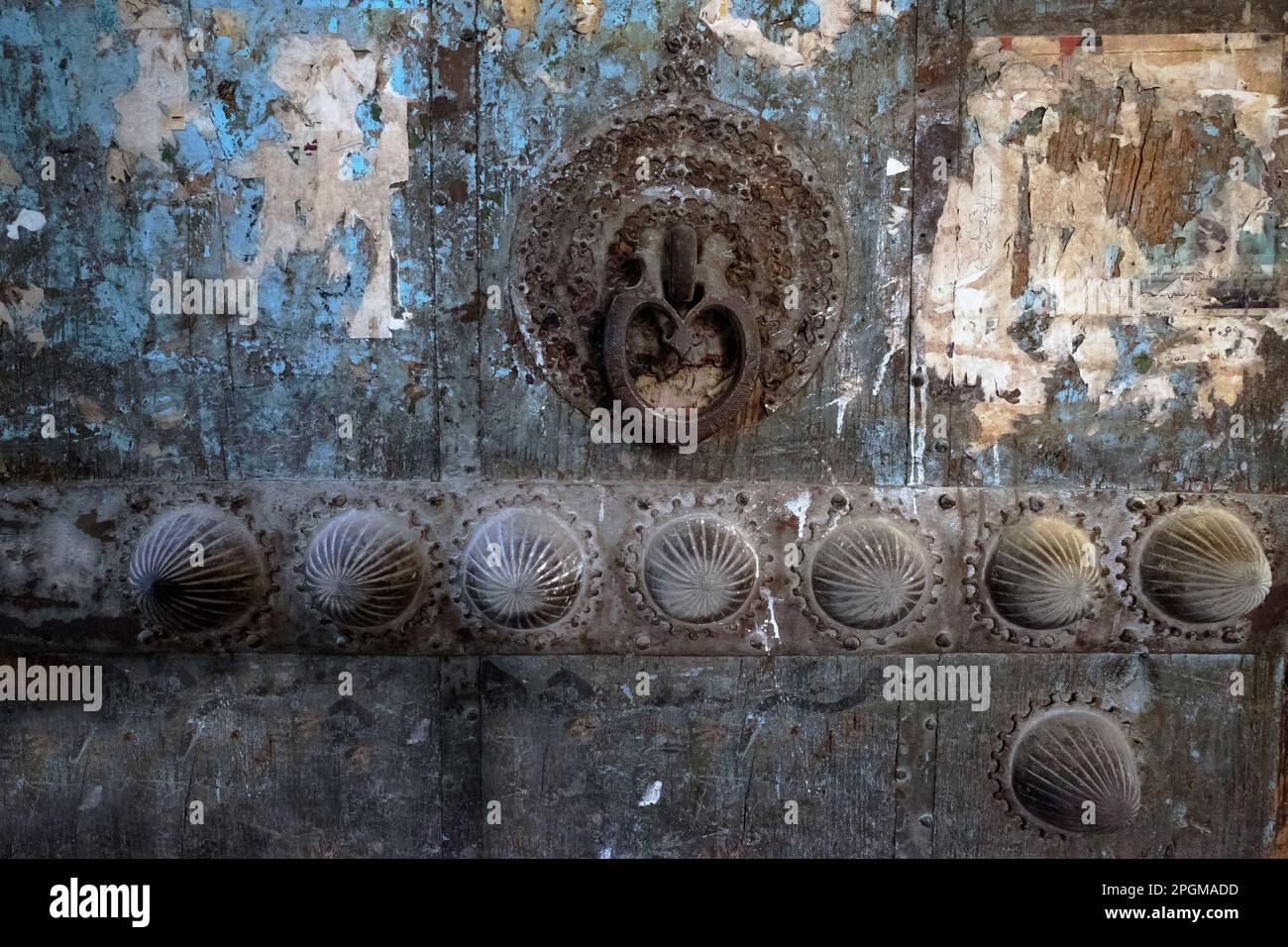 Closeup of the old rustic door. Antique door with a rustic lock