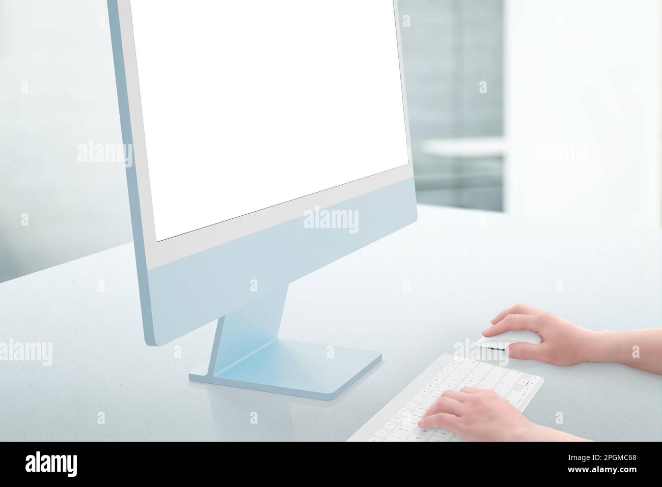 Work on computer with isoalted screen for design presentation, mockup