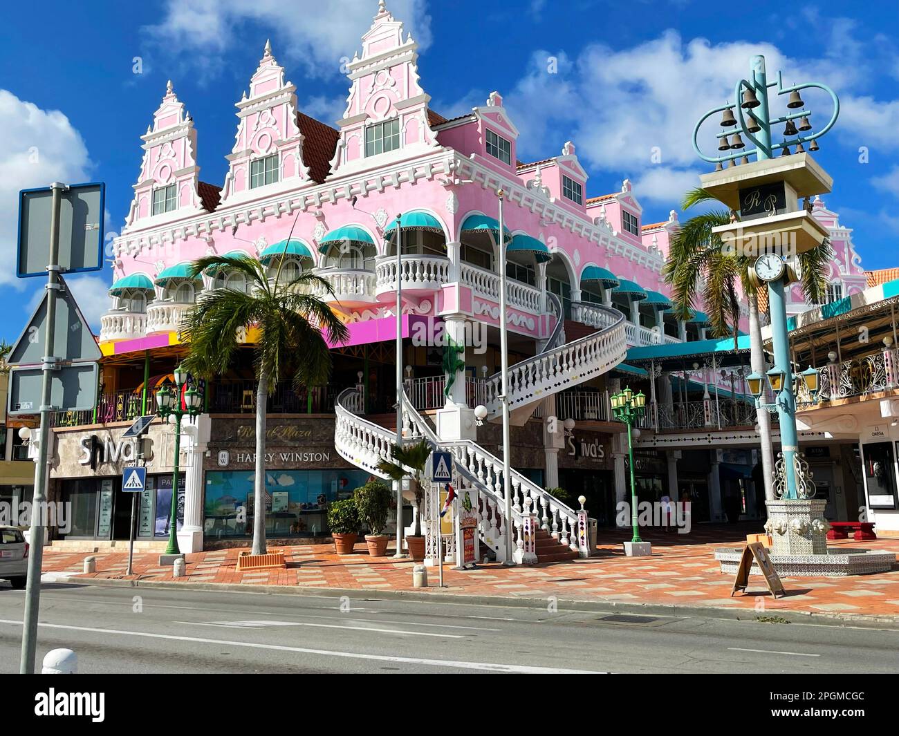 Oranjestad, Aruba - March 9, 2022. Street scene downtown Oranjestad Stock Photo