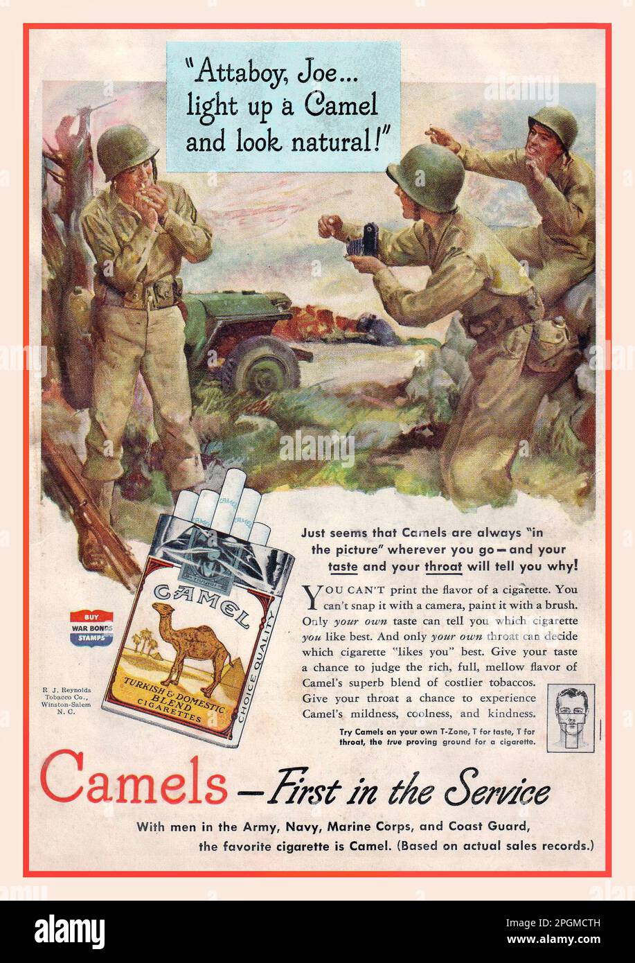 WW2 CAMEL Cigarette Advertising USA ATTABOY JOE LIGHT UP A CAMEL AND ww2-camel-cigarette-advertising-usa-attaboy-joe-light-up-a-camel-and