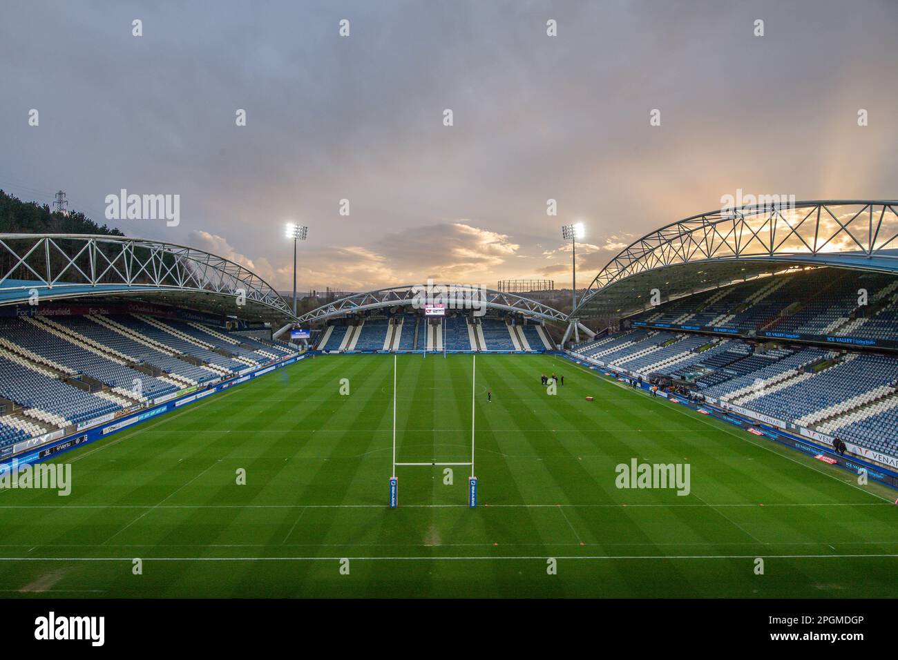 General view of The John Smith's Stadium, Home of Huddersfield Giants ahead of the Betfred Super League Round 6 match Huddersfield Giants vs St Helens at John Smith's Stadium, Huddersfield, United Kingdom, 23rd March 2023  (Photo by Craig Thomas/News Images) Stock Photo