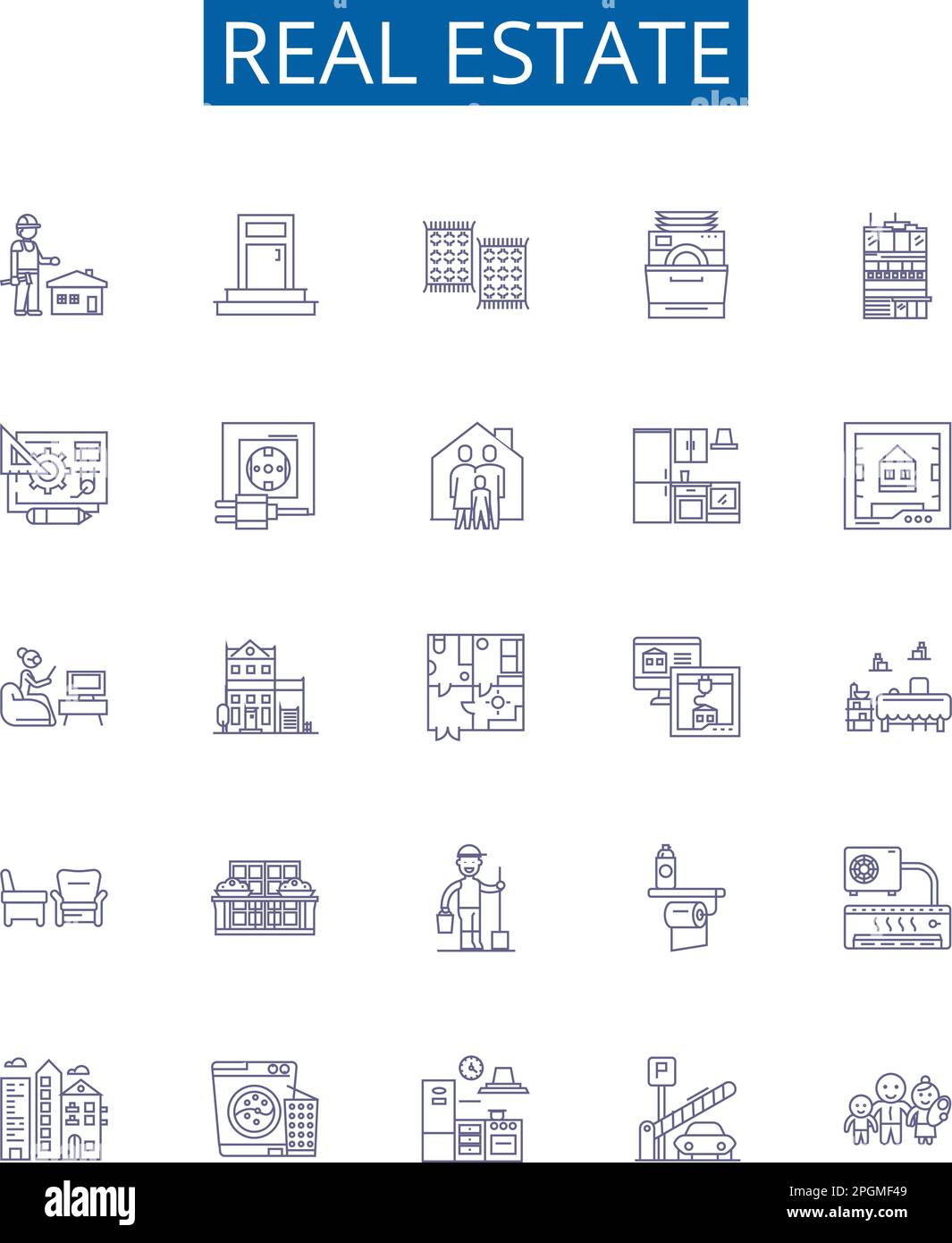 Real estate line icons signs set. Design collection of Property, Homes