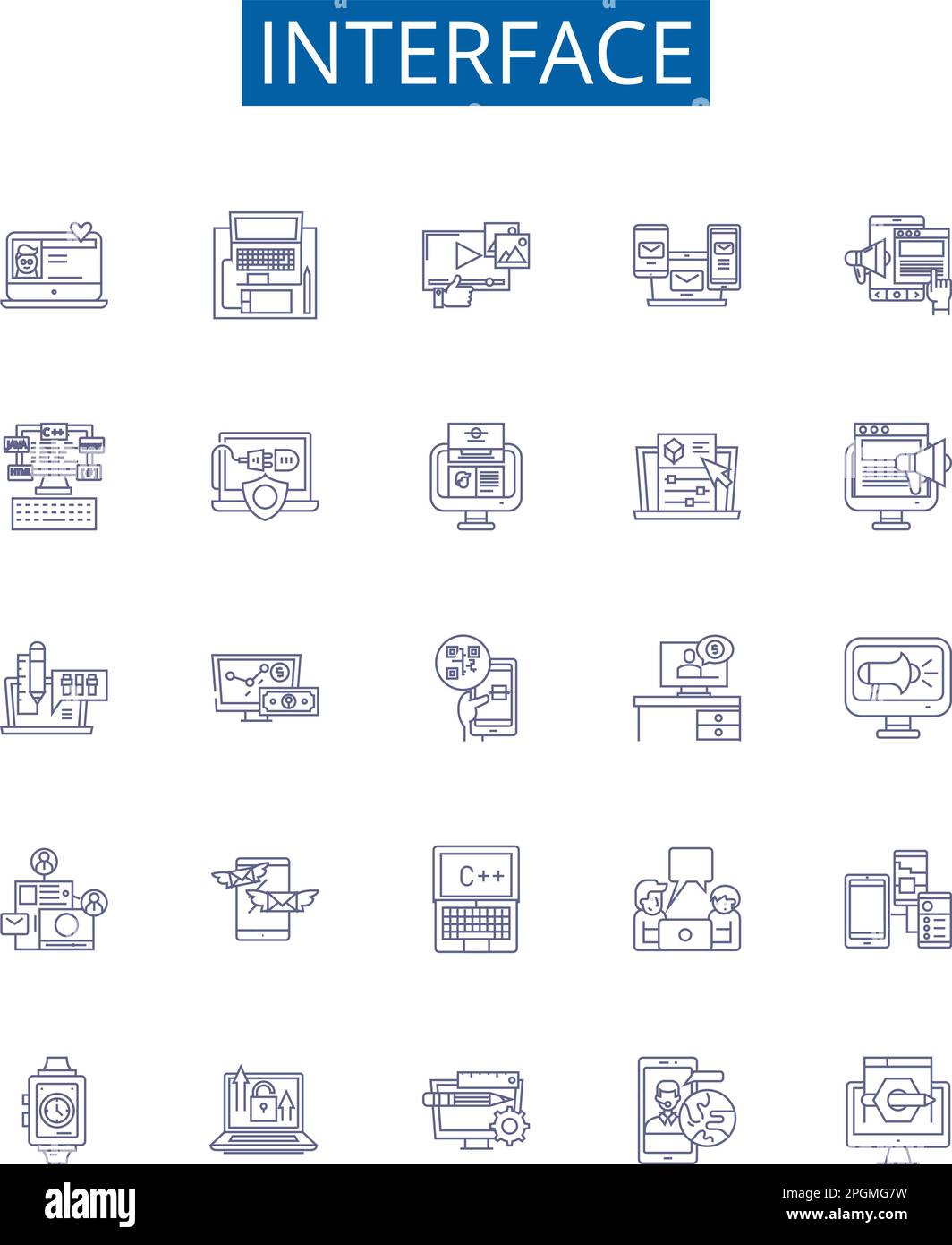 Interface line icons signs set. Design collection of Interface ...