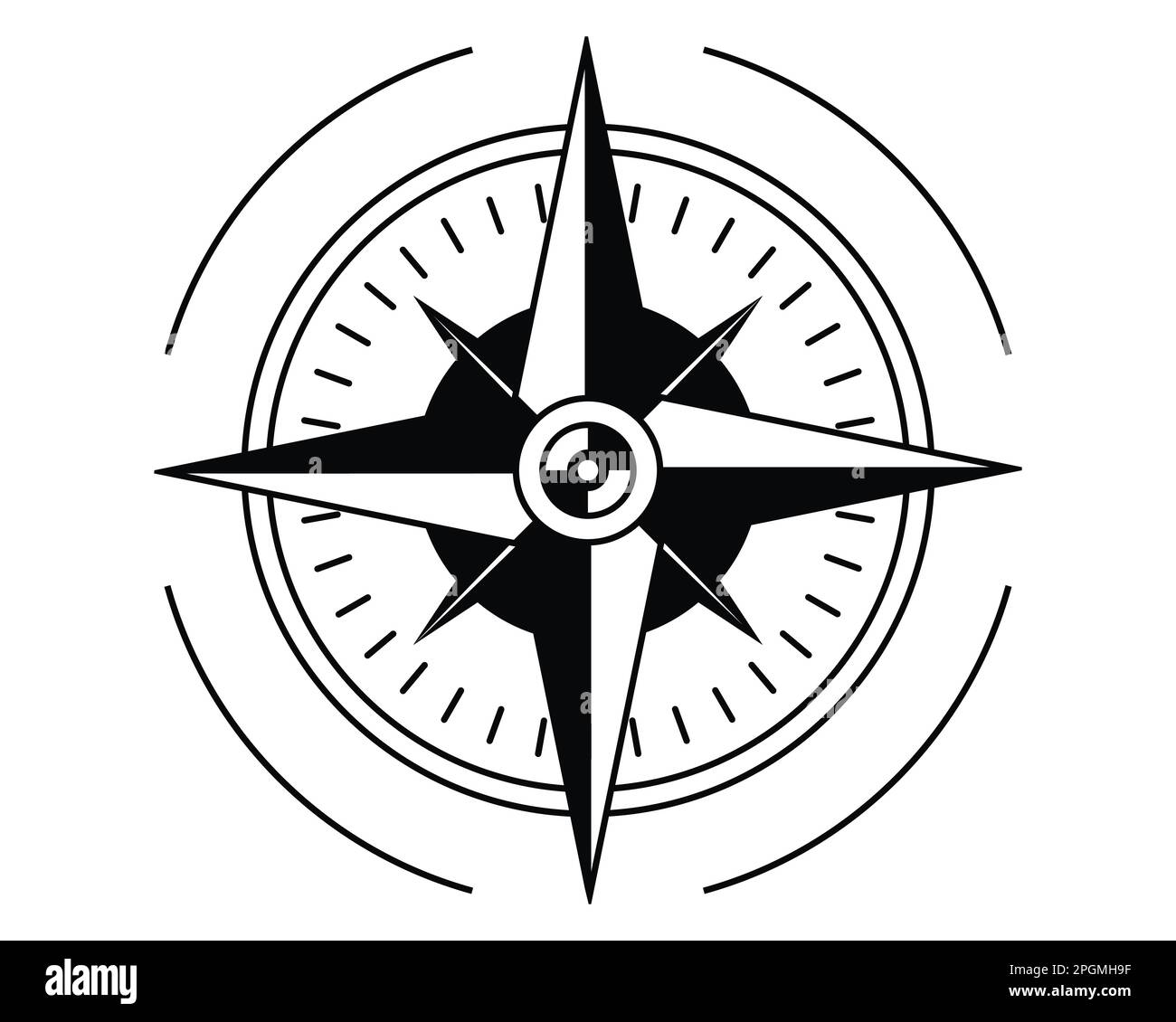 compass with arrows indicate cardinal directions. flat vector