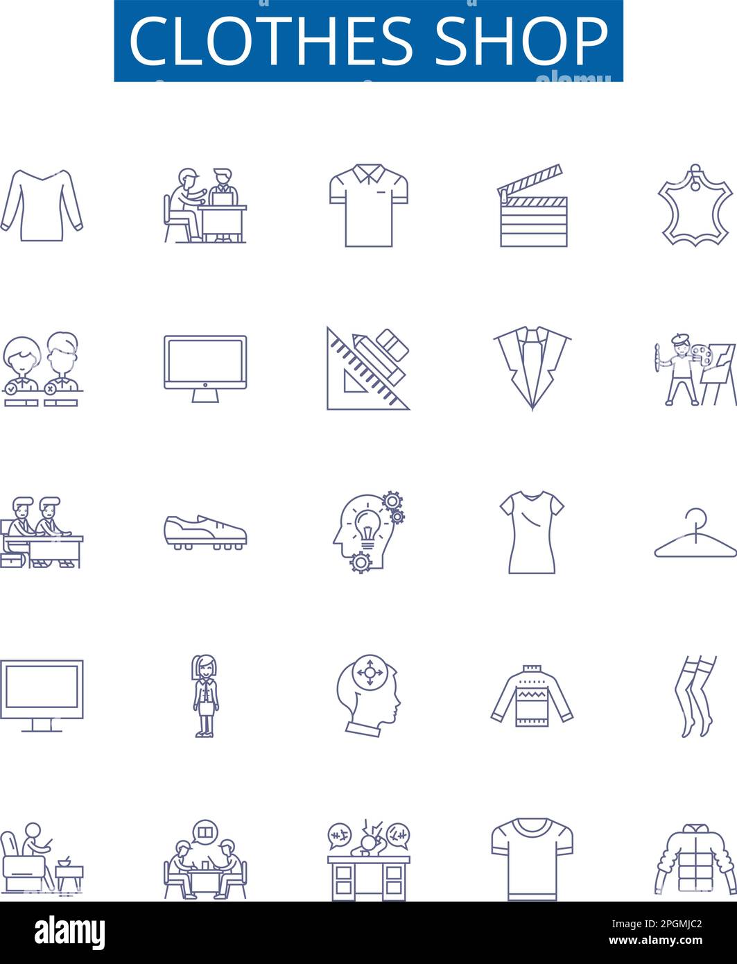 Clothes shop line icons signs set. Design collection of Clothing, Shop
