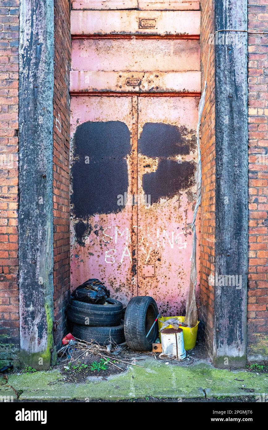 Liverpool dockland warehouse doors Stock Photo
