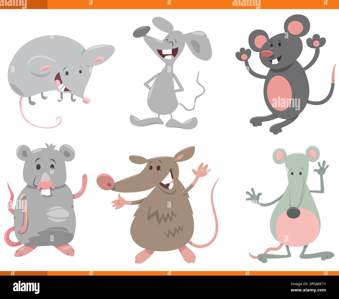 Cartoon illustration of funny mice animals comic characters set Stock ...