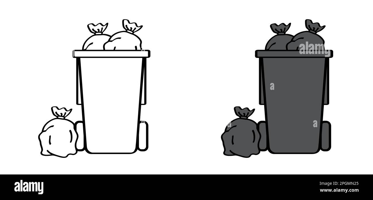 garbage bag and container. Waste bin or or litterbin. Garbage can