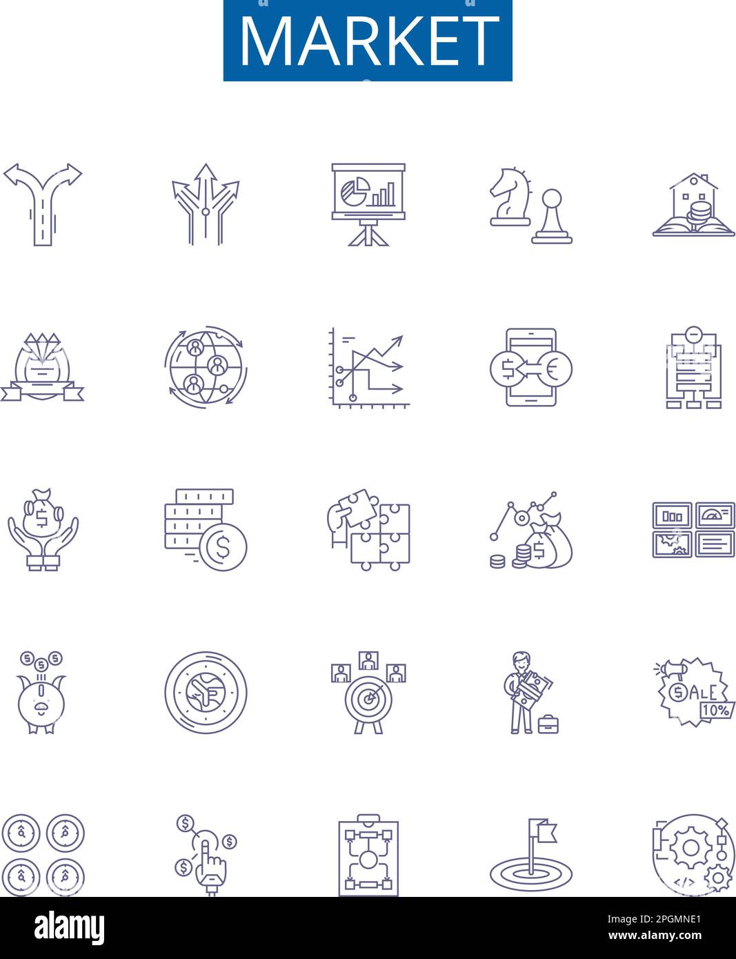 Market line icons signs set. Design collection of Market, Trade