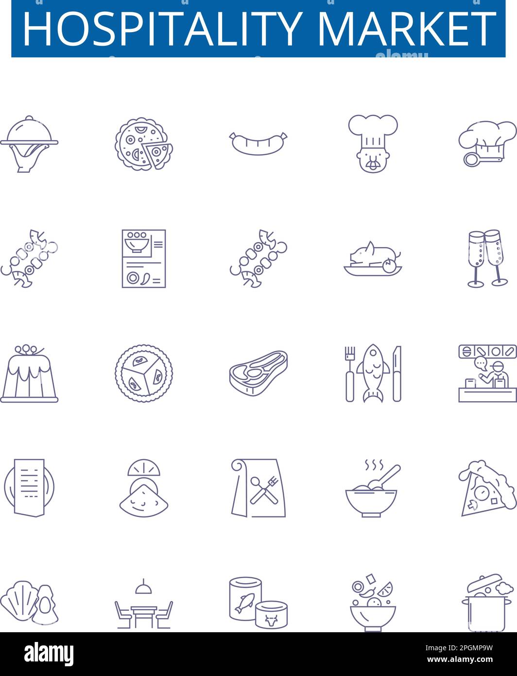 Hospitality market line icons signs set. Design collection of Hotel