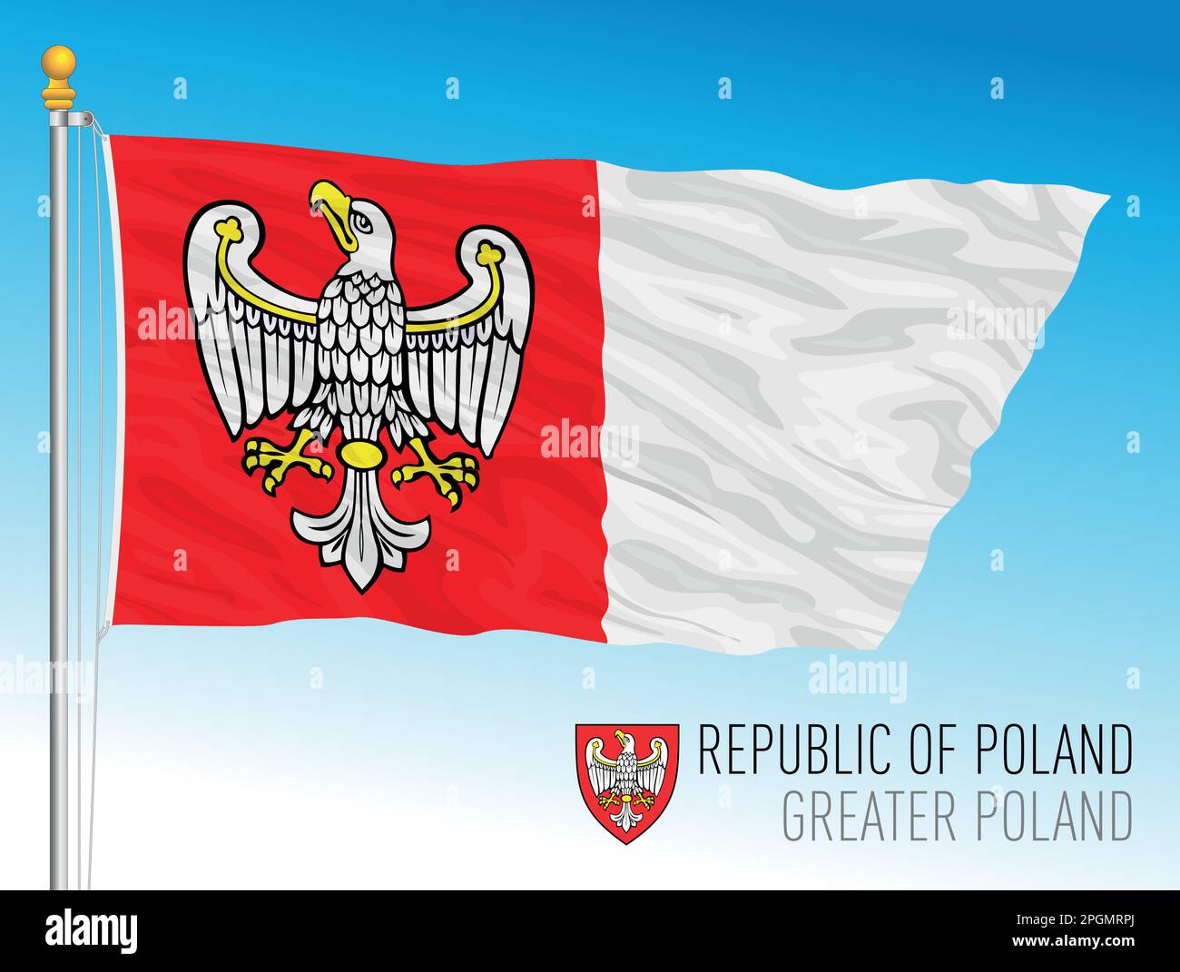 Greater Poland regional flag, Republic of Poland, european country, vector illustration Stock Vector