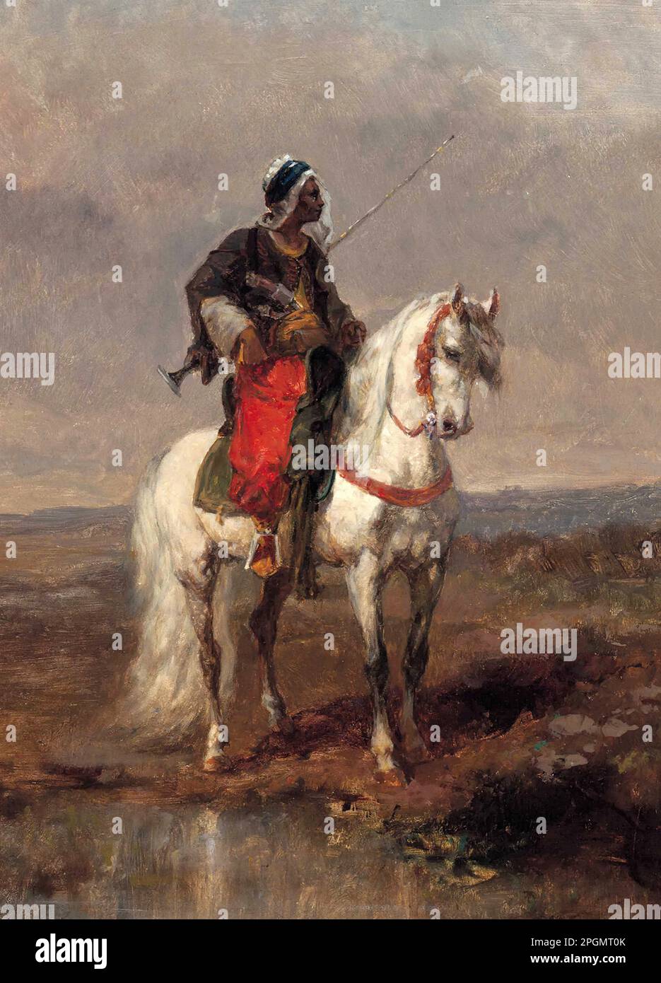 Schreyer Adolf - an Arab Horseman - German School - 19th Century - Schreyer Adolf - an Arab Horseman - German School - 19th  Century Stock Photo