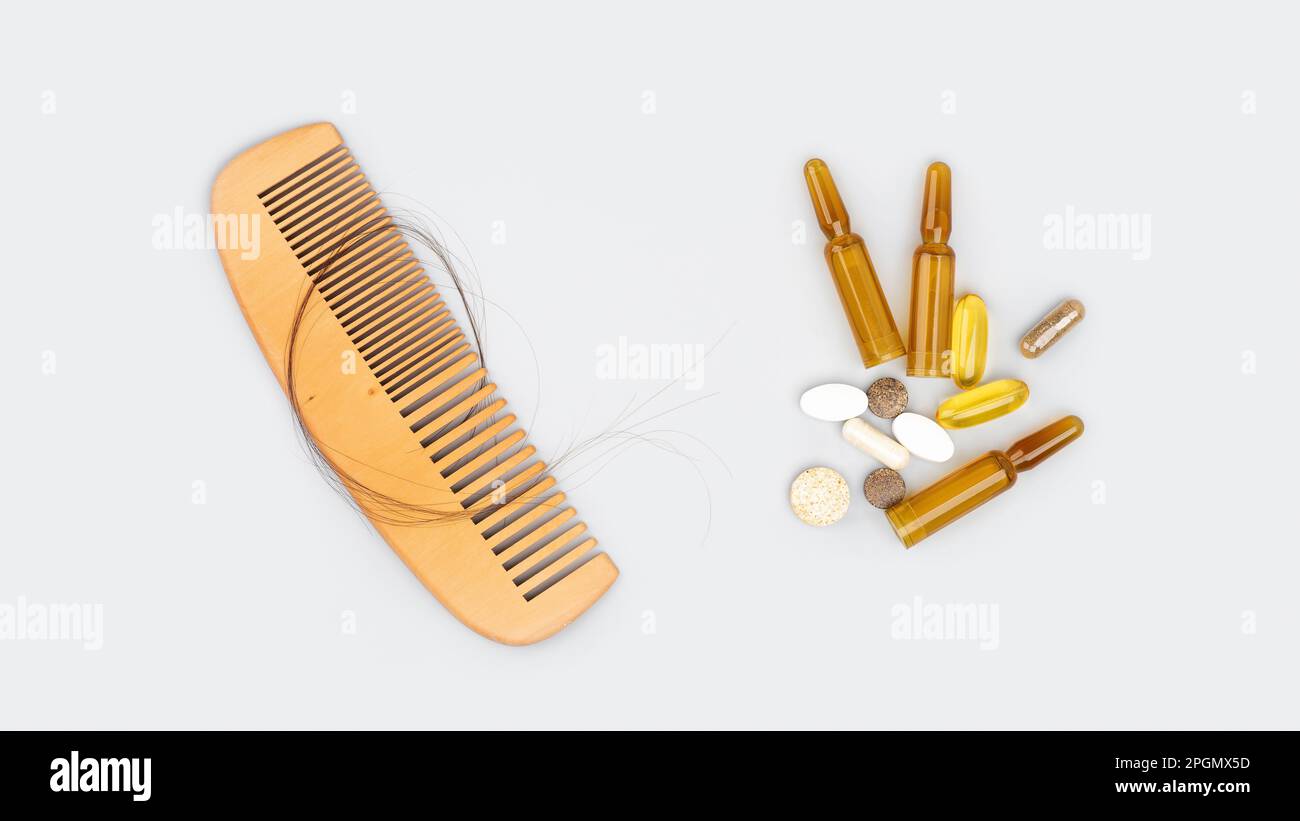 Cosmetic ampoules with serum and vitamins for hair growth, restoration