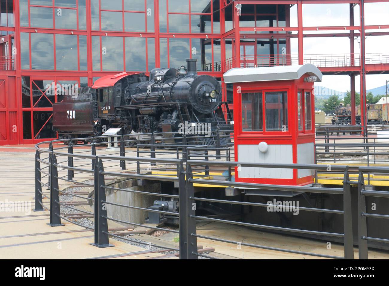 Steam Locomotive 780 photographed in front of the Roundhouse at Steamtown National historic site in Scranton Pennsylvania Stock Photo