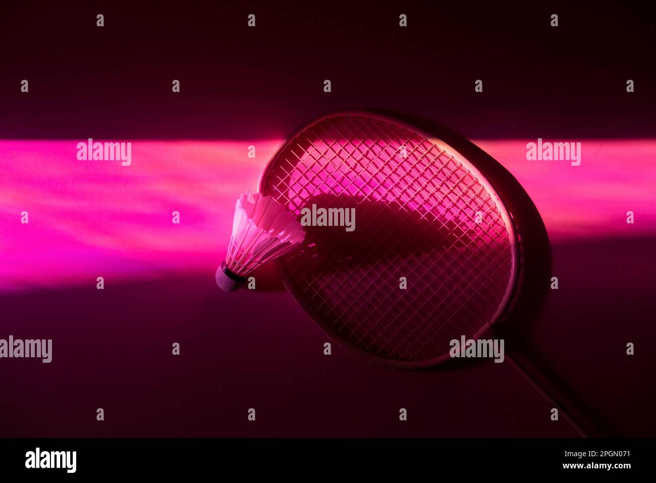 Badminton racket and shuttlecock in vibrant bold gradient holographic