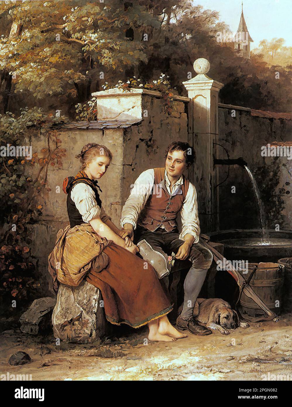 Bremen Johann Georg Meyer Von - at the Well - German School - 19th