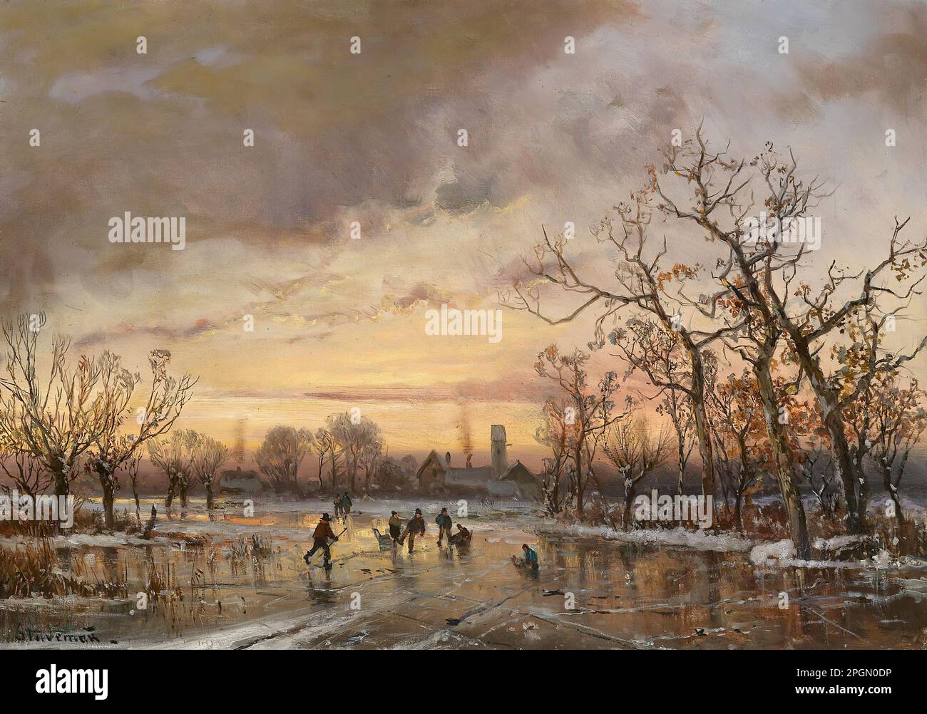 Stademann Adolf Having Fun Ice Skating German School 19th and