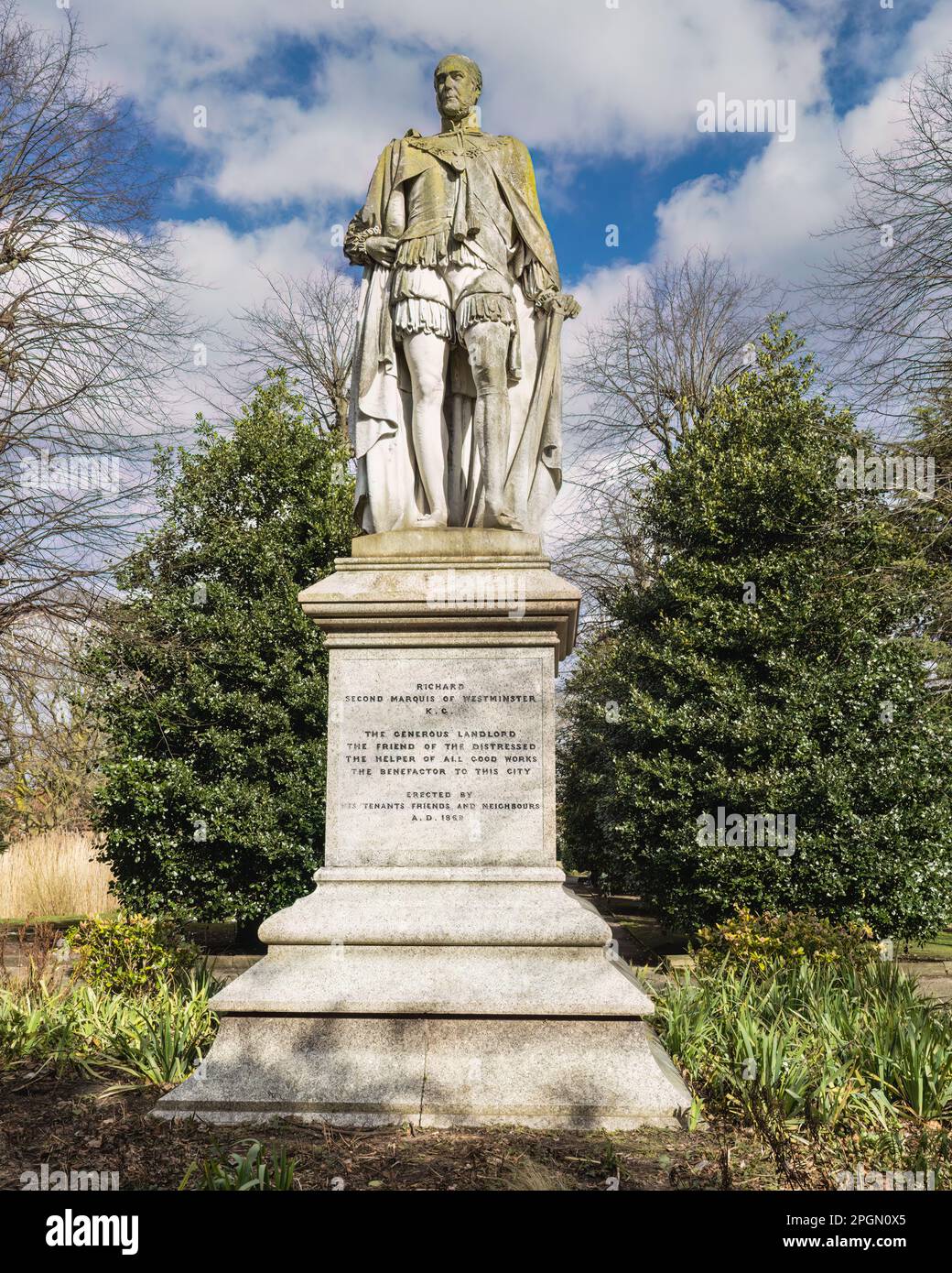 22.03.2023 Chester, Cheshire, UK. The Statue of Richard Grosvenor, Second Marquess of Westminster is in Grosvenor Park, Chester, Cheshire. England Stock Photo