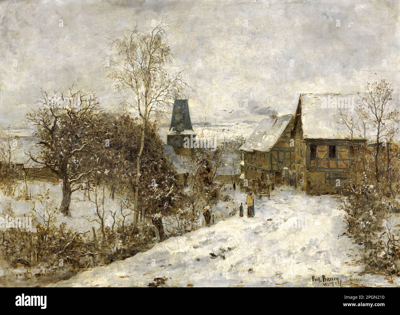Baum Paul - Oberweimar IM Winter - German School - 19th and Early 20th Century - Baum Paul - Oberweimar IM Winter - German School - 19th and Early 20th Century Stock Photo