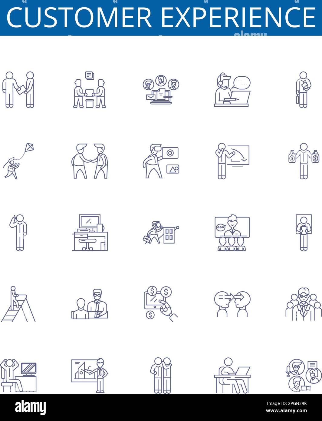 Customer experience line icons signs set. Design collection of Client