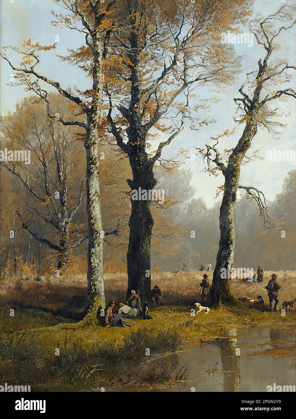 Wenglein Josef Rest On The Hunt German School 19th Century 