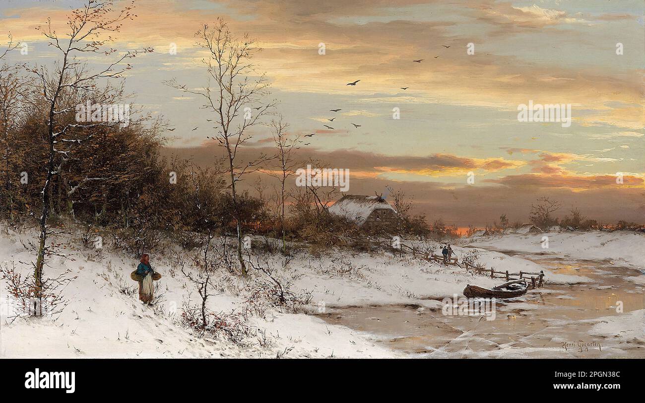 Gogarten Heinrich Sunset over a Winter Landscape German School