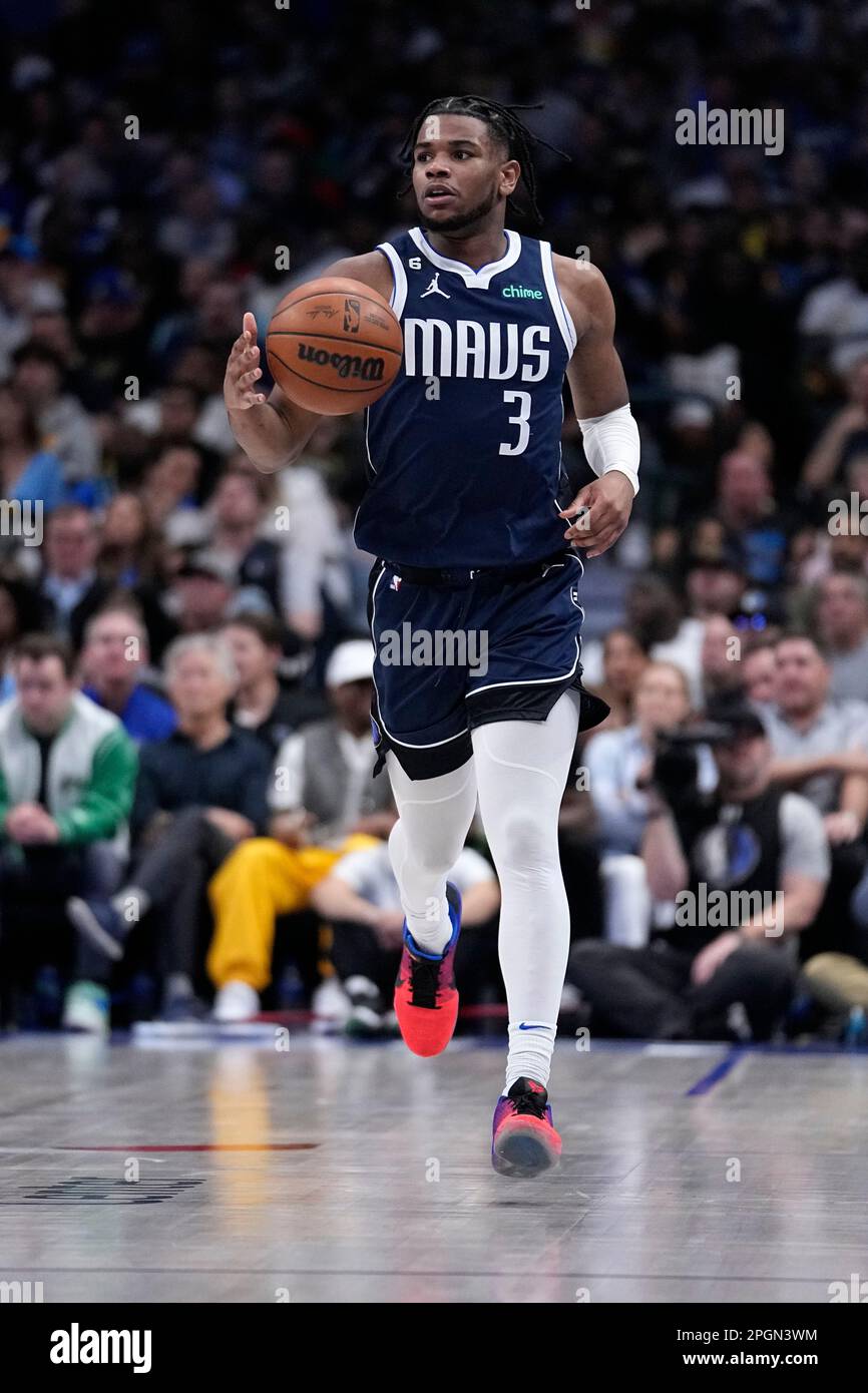 Dallas Mavericks guard Jaden Hardy (3) handles the ball during an NBA  basketball game against the Chicago Bulls, Friday, April 7, 2023, in  Dallas. (AP Photo/Tony Gutierrez Stock Photo - Alamy