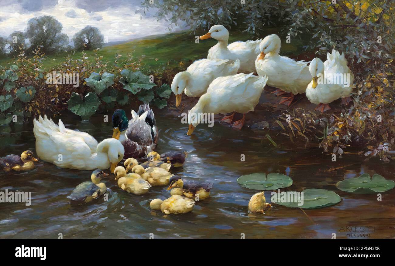 Koester Alexander Entenfamilie Am Wasser German School 19th and