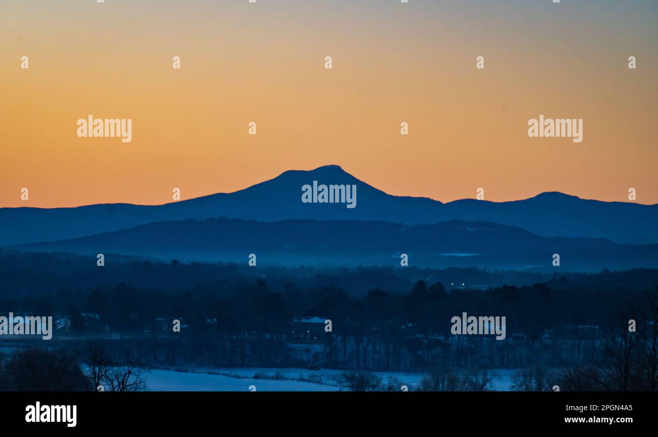 Camel's Hump Mountain before sunrise in winter Stock Photo